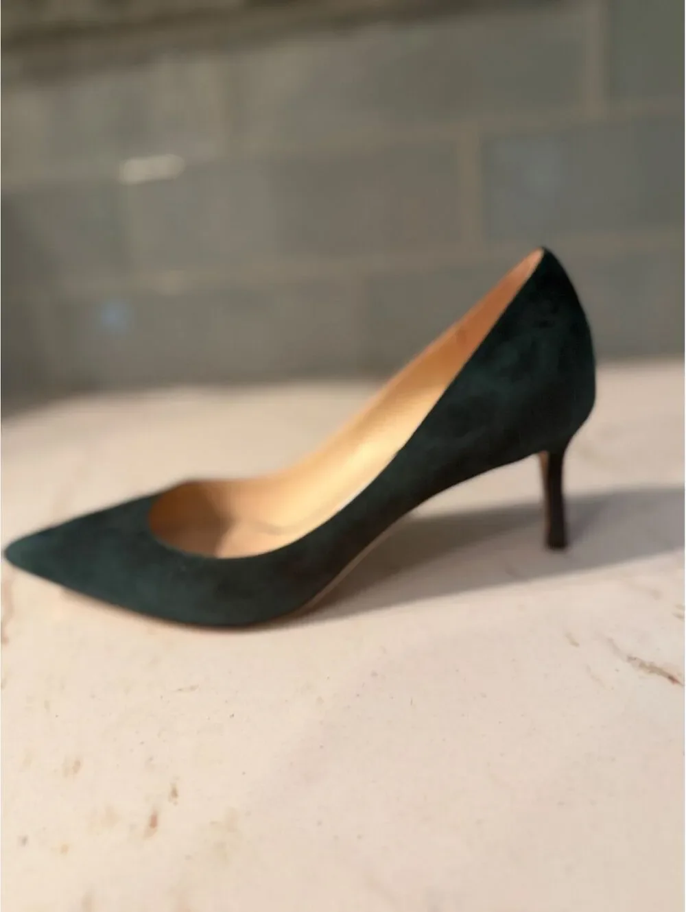 Jimmy Choo Women's Romy Suede Pointed-Toe Pumps Forest Green EU37/US6.5